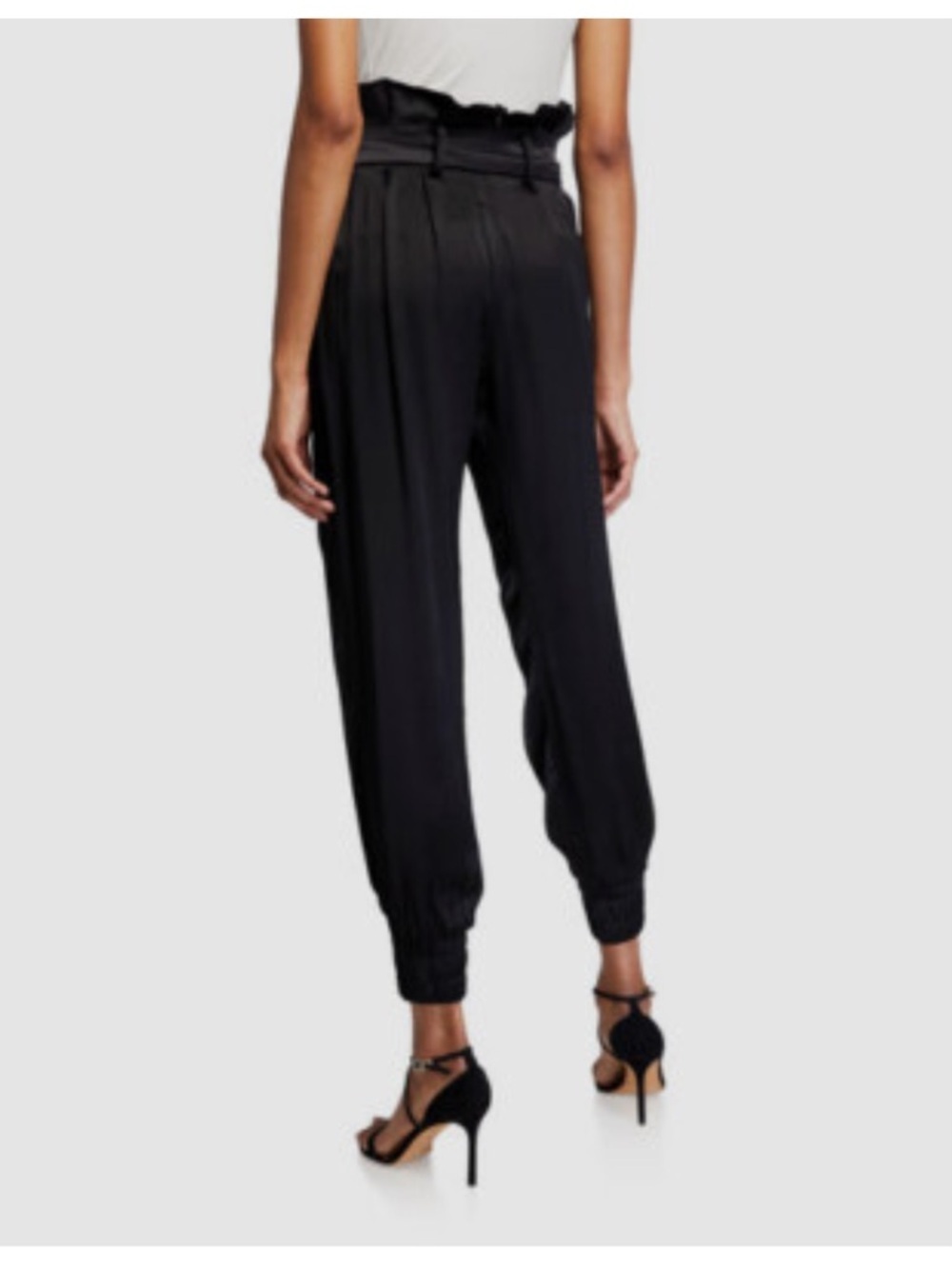 Mother of Pearl London Tailored Viscose Paper-Bag Black Cropped Trousers 8 - Picture 3 of 11
